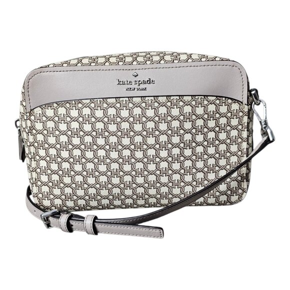 Kate Spade New York Spade Link Taupe And Cream Camera Crossbody Shoulder Bag COA - Picture 15 of 15